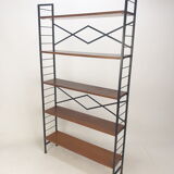 Italian free standing teak shelving unit, 1950
