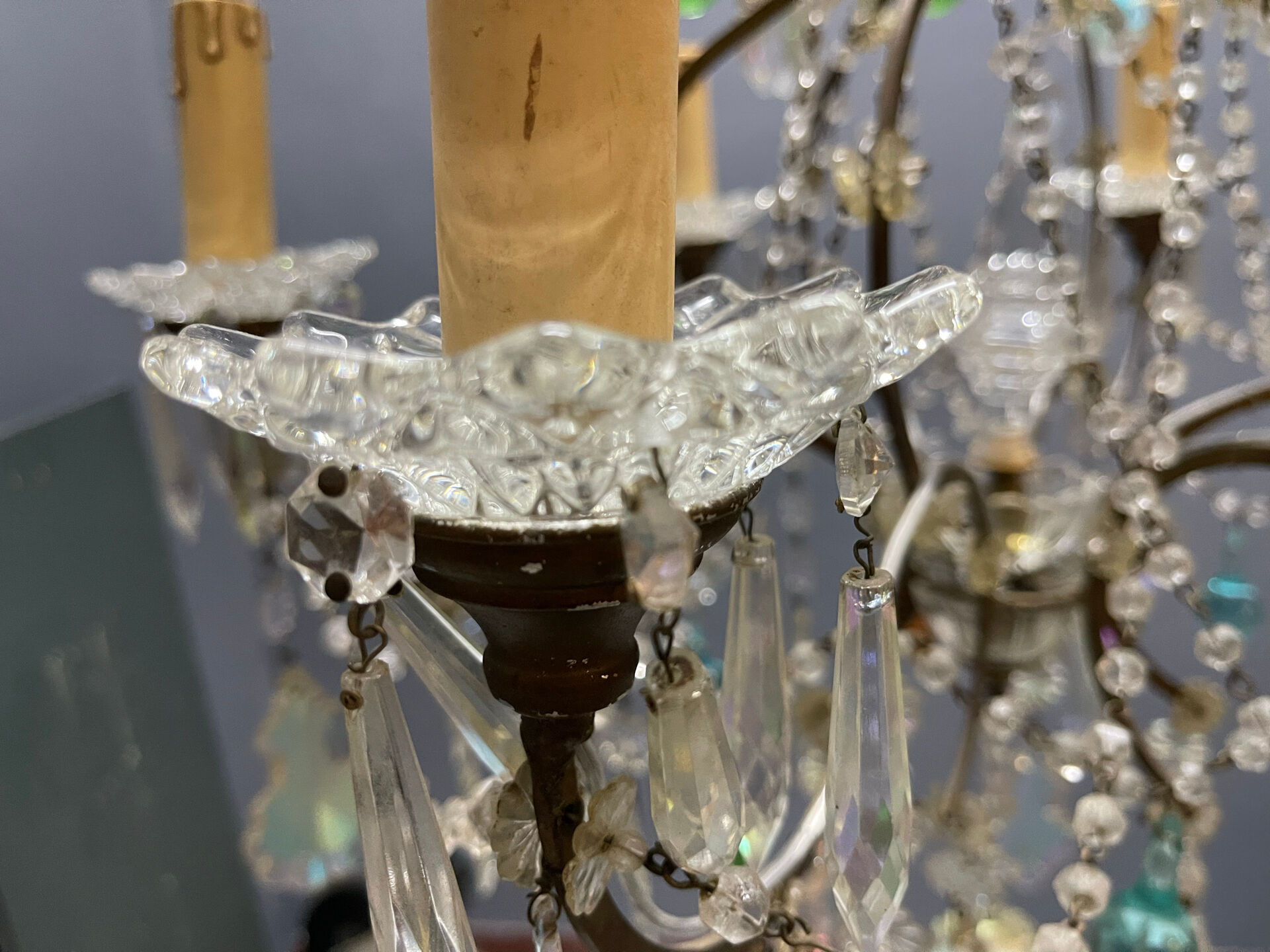 Multicoloured Murano Glass & Crystal Chandelier, 1950s