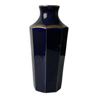 Moulin des loups royal blue earthenware vase