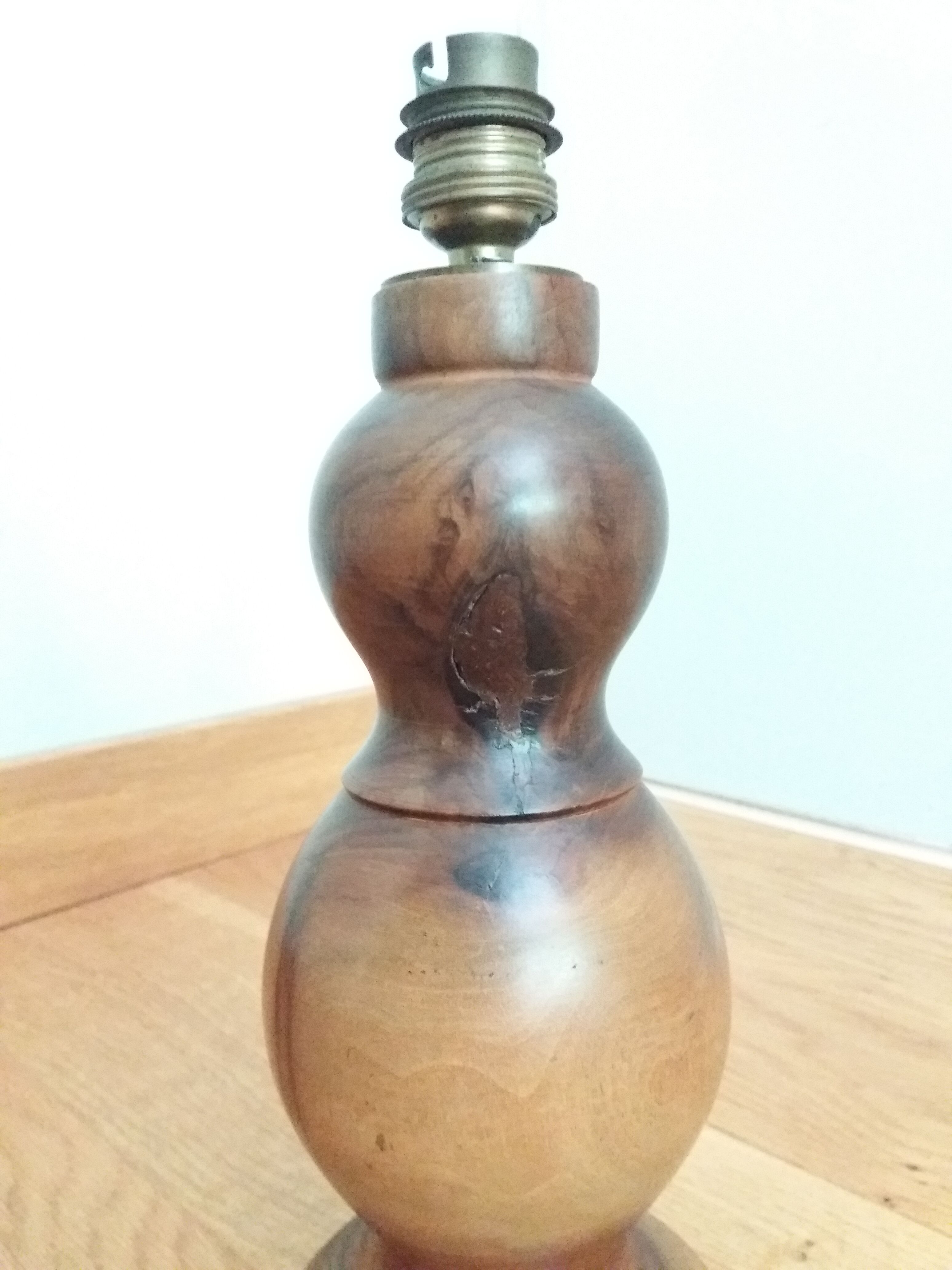 Handmade turned wooden foot lamp