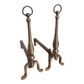 Brass or bronze andirons