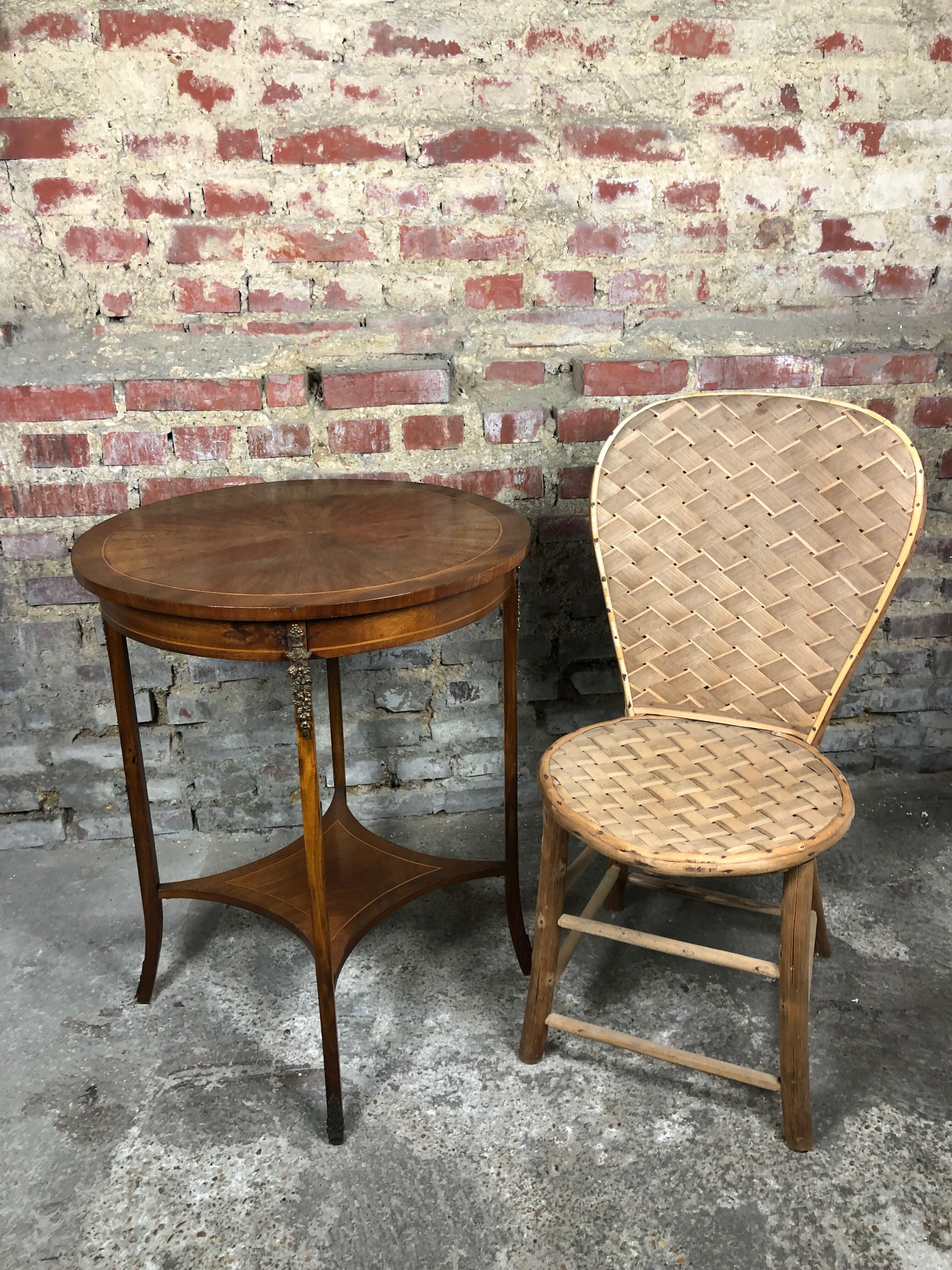 Louis XVI style side table in rosewood veneer decorated bronze