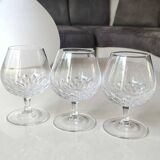 Set of 4 Cognac/Brandy Glasses. Cut crystal. Cut drop pattern.