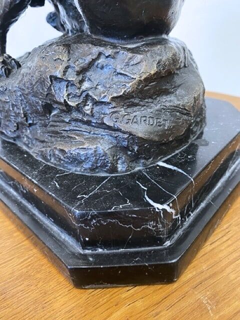 Bronze animalier, two fighting panthers by Georges Gardet, 1920