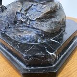 Bronze animalier, two fighting panthers by Georges Gardet, 1920