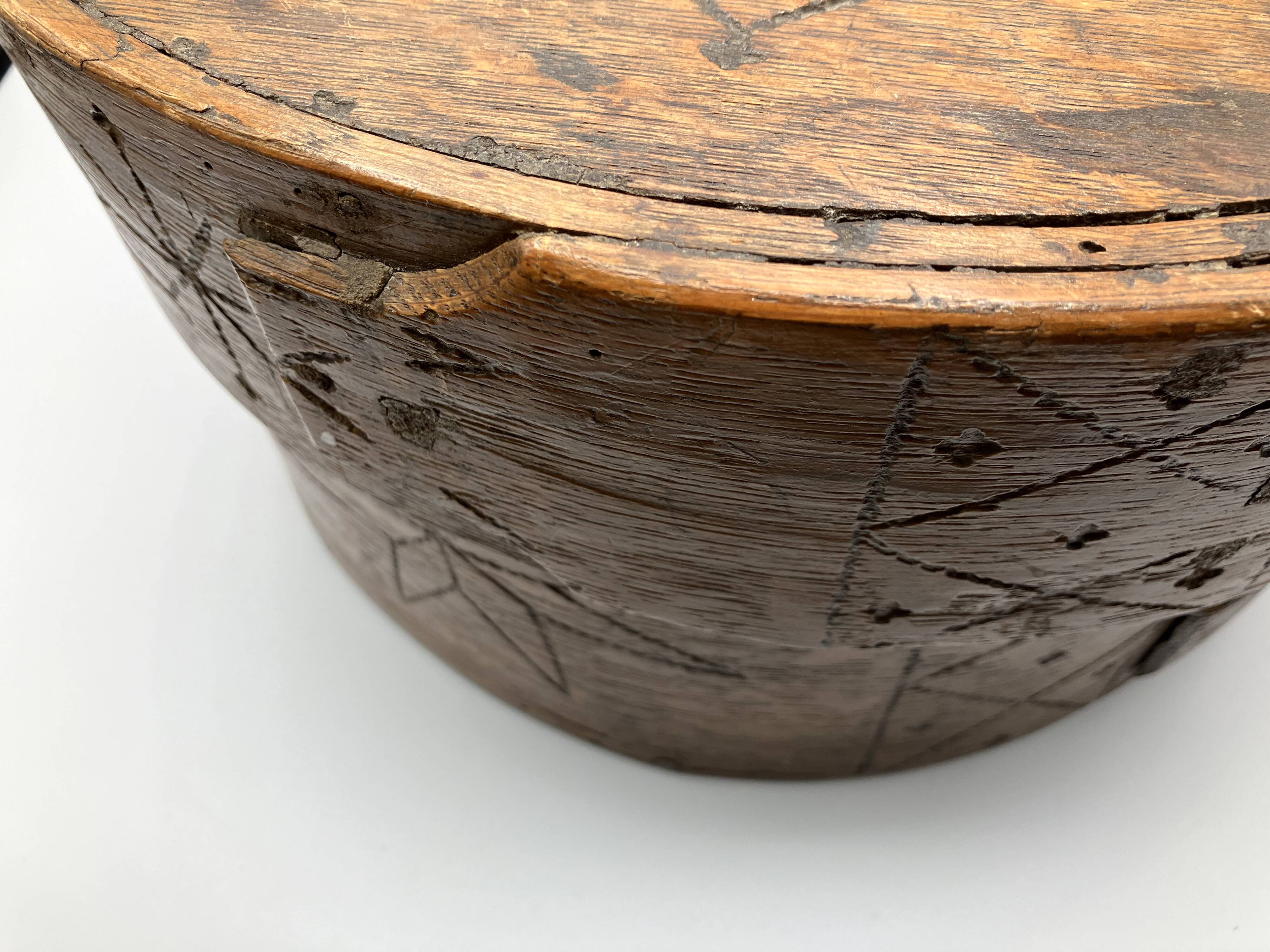 Antique Swedish Bentwood Box with Lid • Folk Art