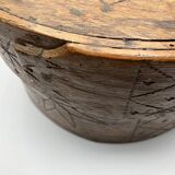 Boîte suédoise ancienne en bois courbé avec couvercle • Art populaire