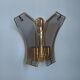 Wall lamp two fires in brass and curved glass from the 80s