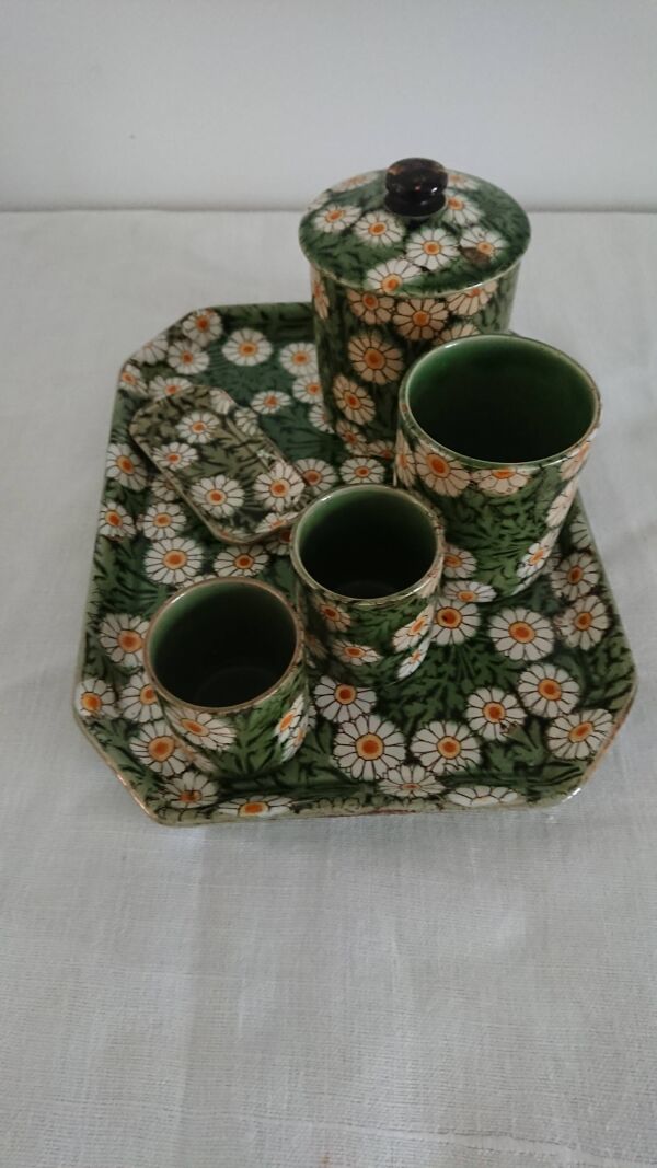 Service de fumeur 6 pièces de la faïencerie émaillée de France KG Luneville