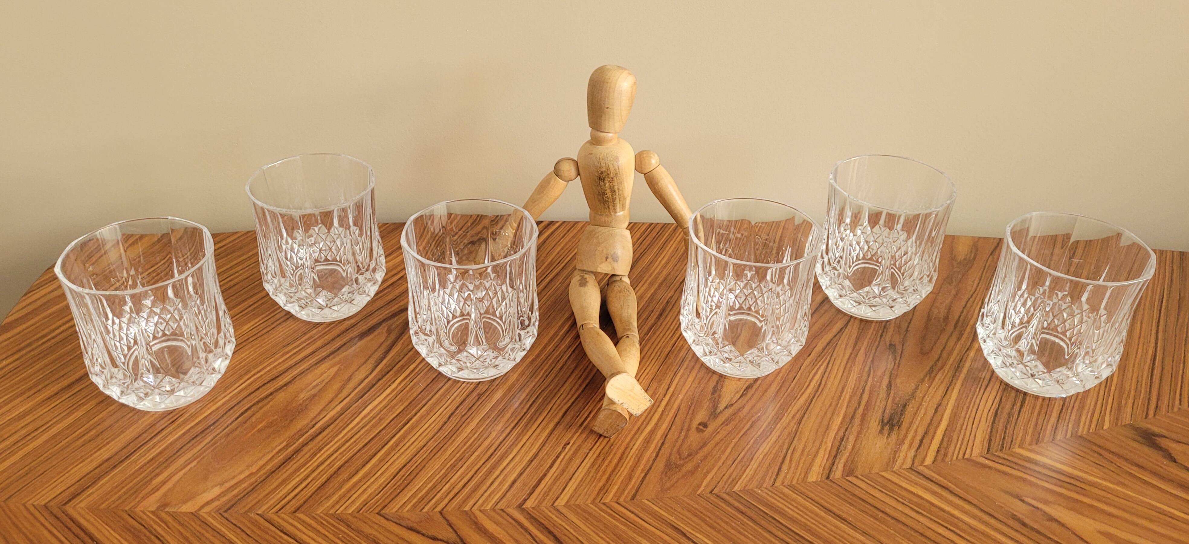 Set of 6 chiseled crystal water or whiskey glasses