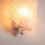 Pair of vintage glass leaf wall lamps