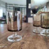 Set of 10 vintage Luminarc liqueur wine glasses, smoked Sweden model