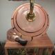 Pair of white ceramic wall lights with pink glass