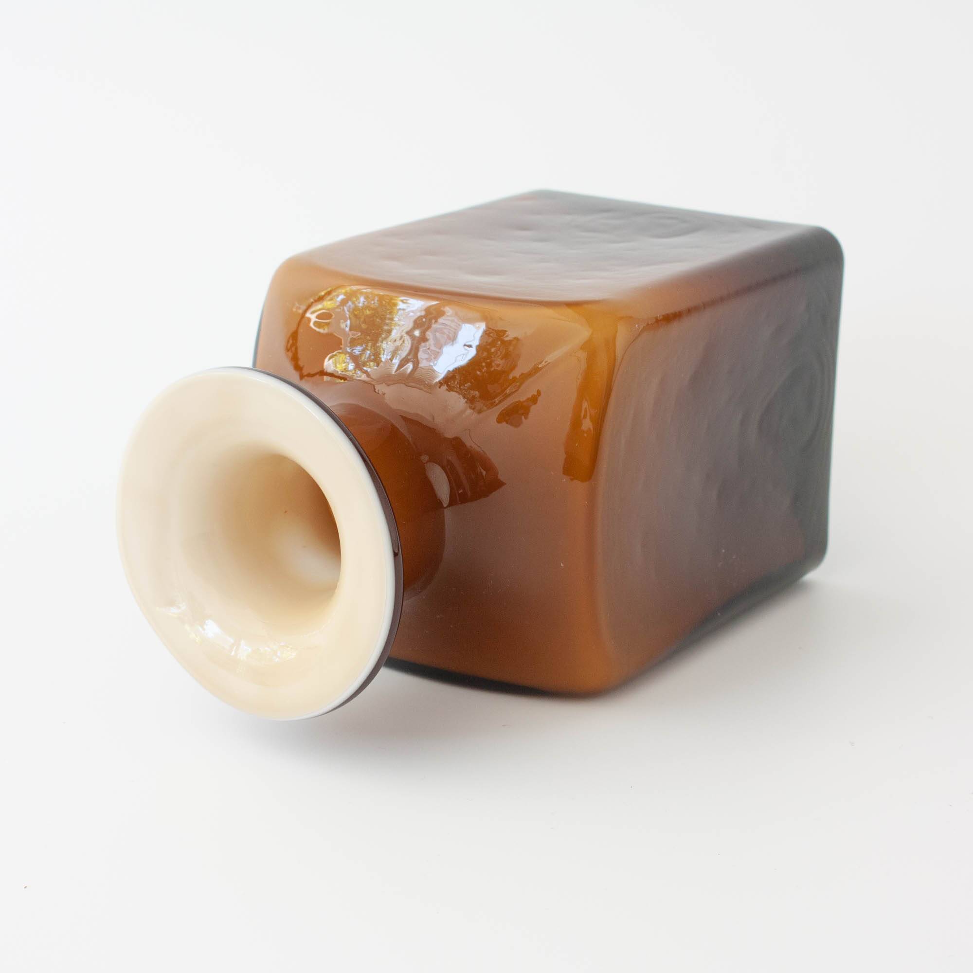 Vintage 1960s Brown Opaline Glass Bottle from Marinha Grande