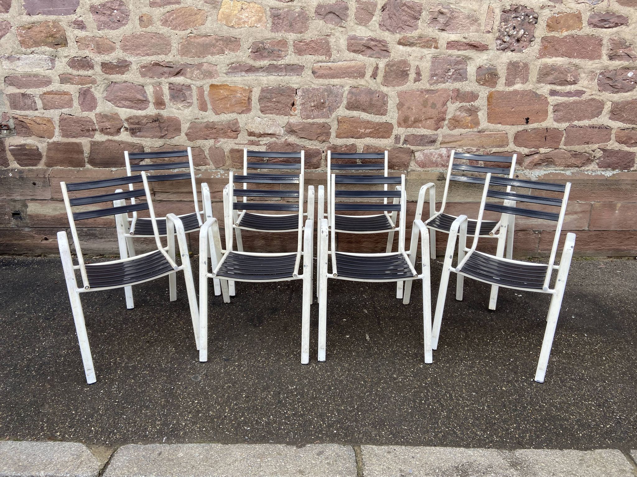 Set of 8 vintage terrace garden chairs 1970