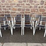 Set of 8 vintage terrace garden chairs 1970