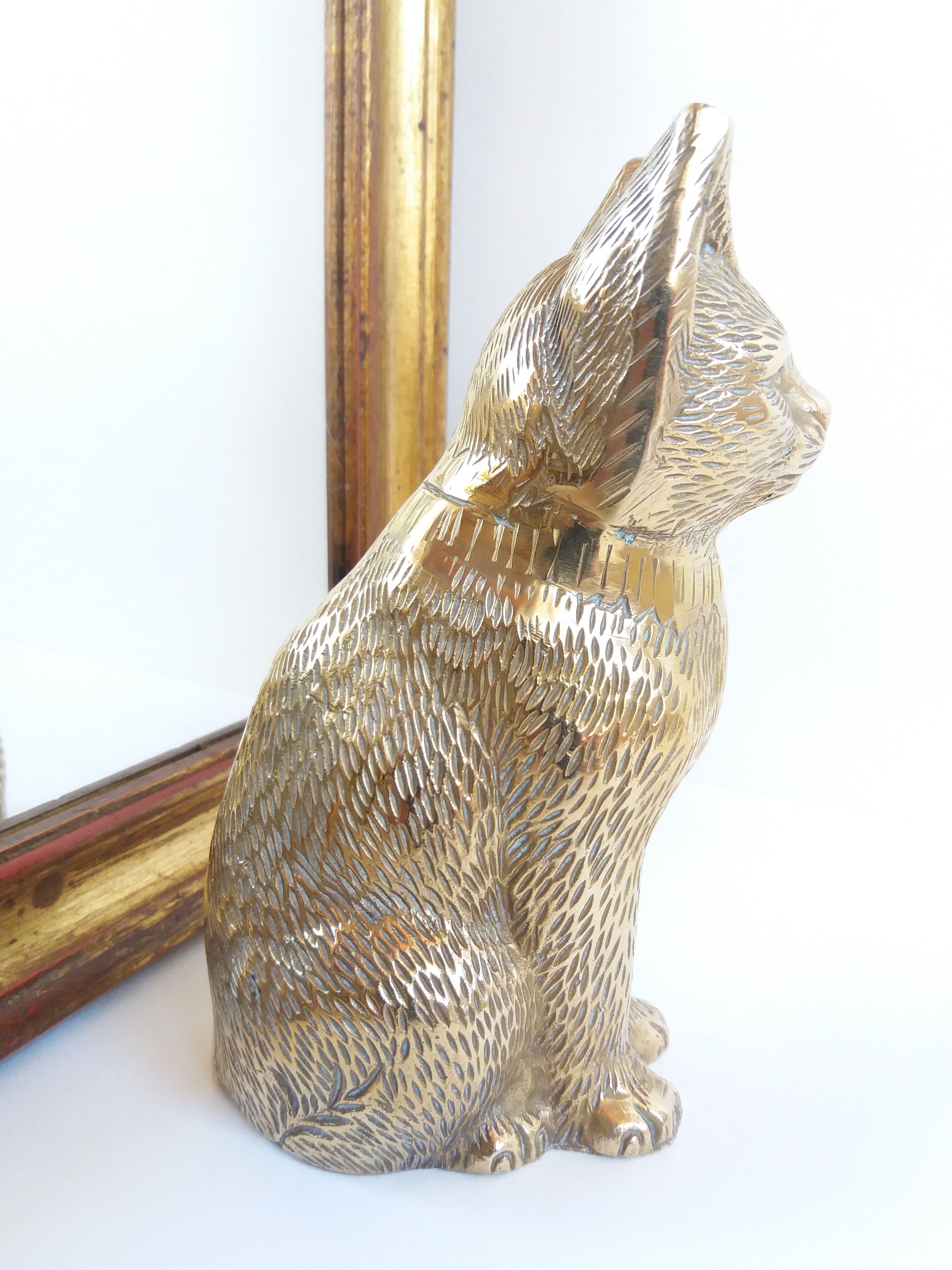Golden brass cat