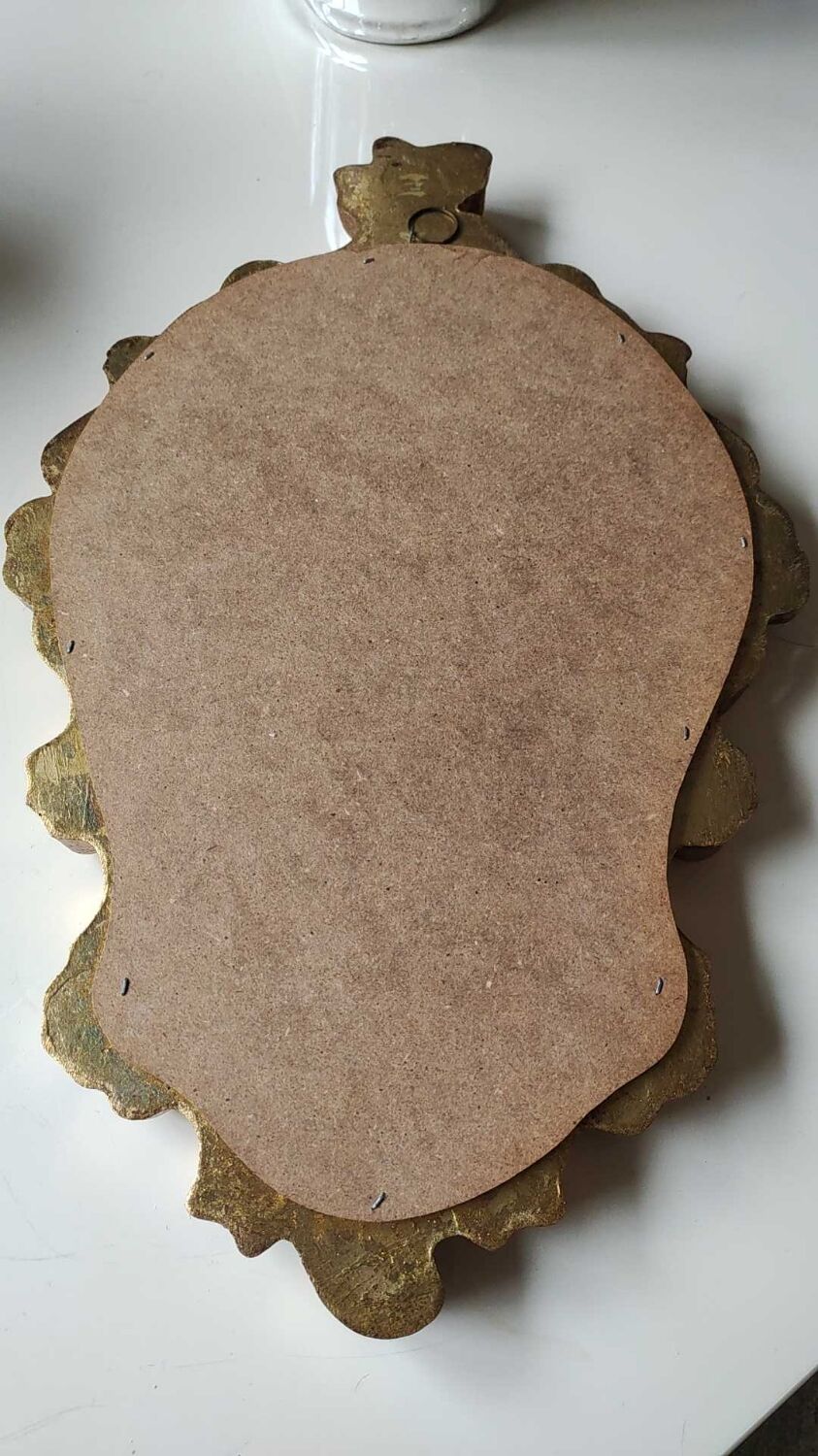 Mirror Rocaille style gilded with gold leaf 42 x 26 cm