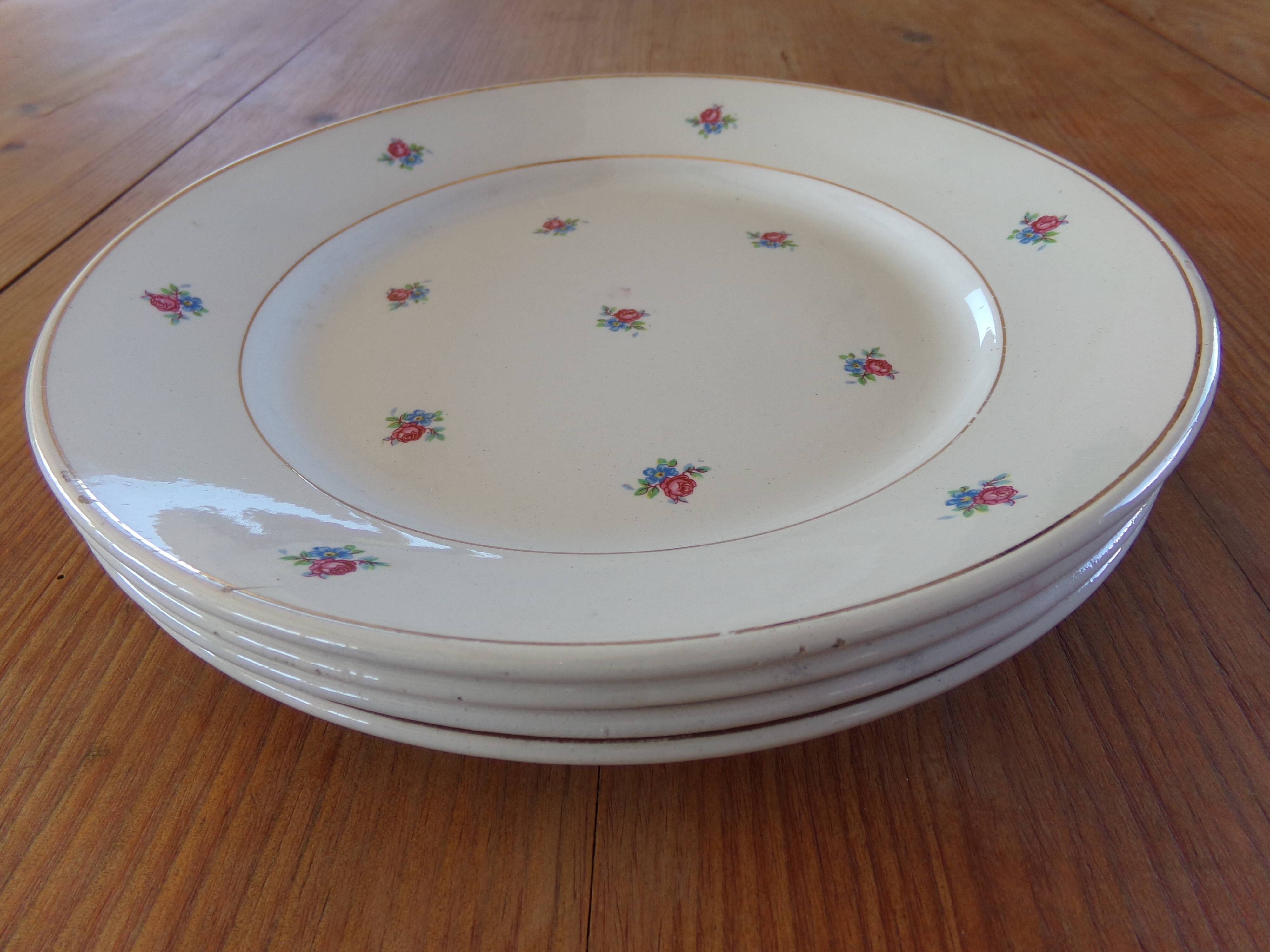 Set of 4 old flat plates Luneville