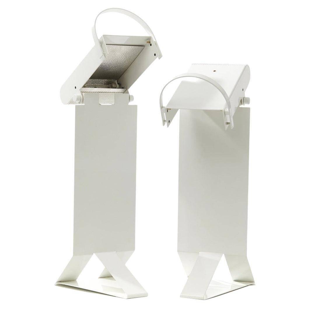 Pair of Vintage Italian Postmodern Loft  Table Lamps in Metal