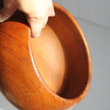 Teak wooden salad bowl and serving spoons, 1970s