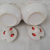 Set 3 large bowls and their sugar bowl, jam maker