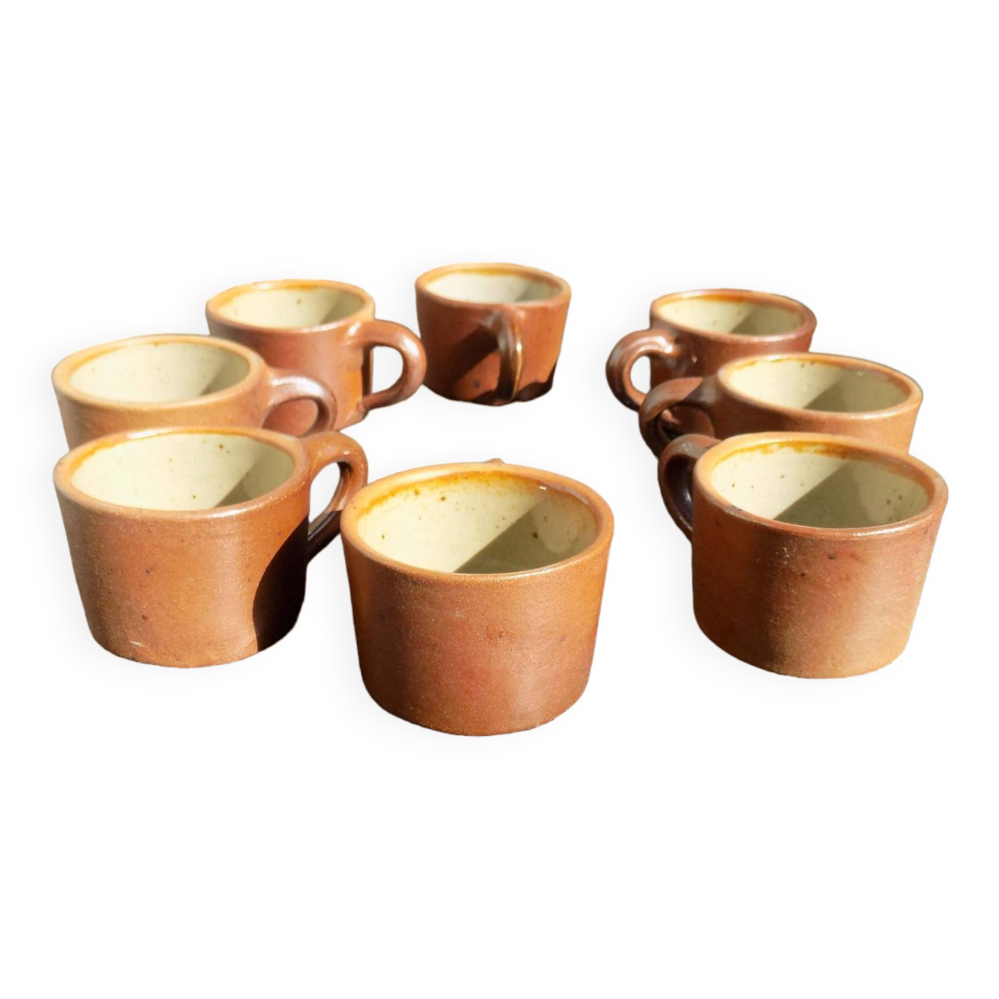 Set of 8 stoneware coffee cups