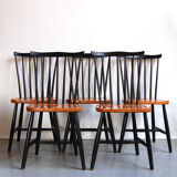 Suite of 5 Belgian vintage chairs with bars