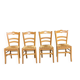 4 solid wood chairs in blond oak and straw shell