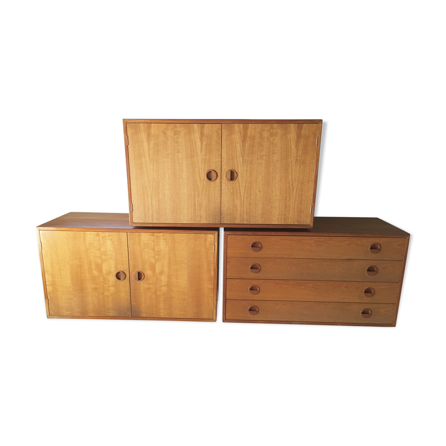 Enfilade scandinave à suspendre 3 modules en teck Denmark