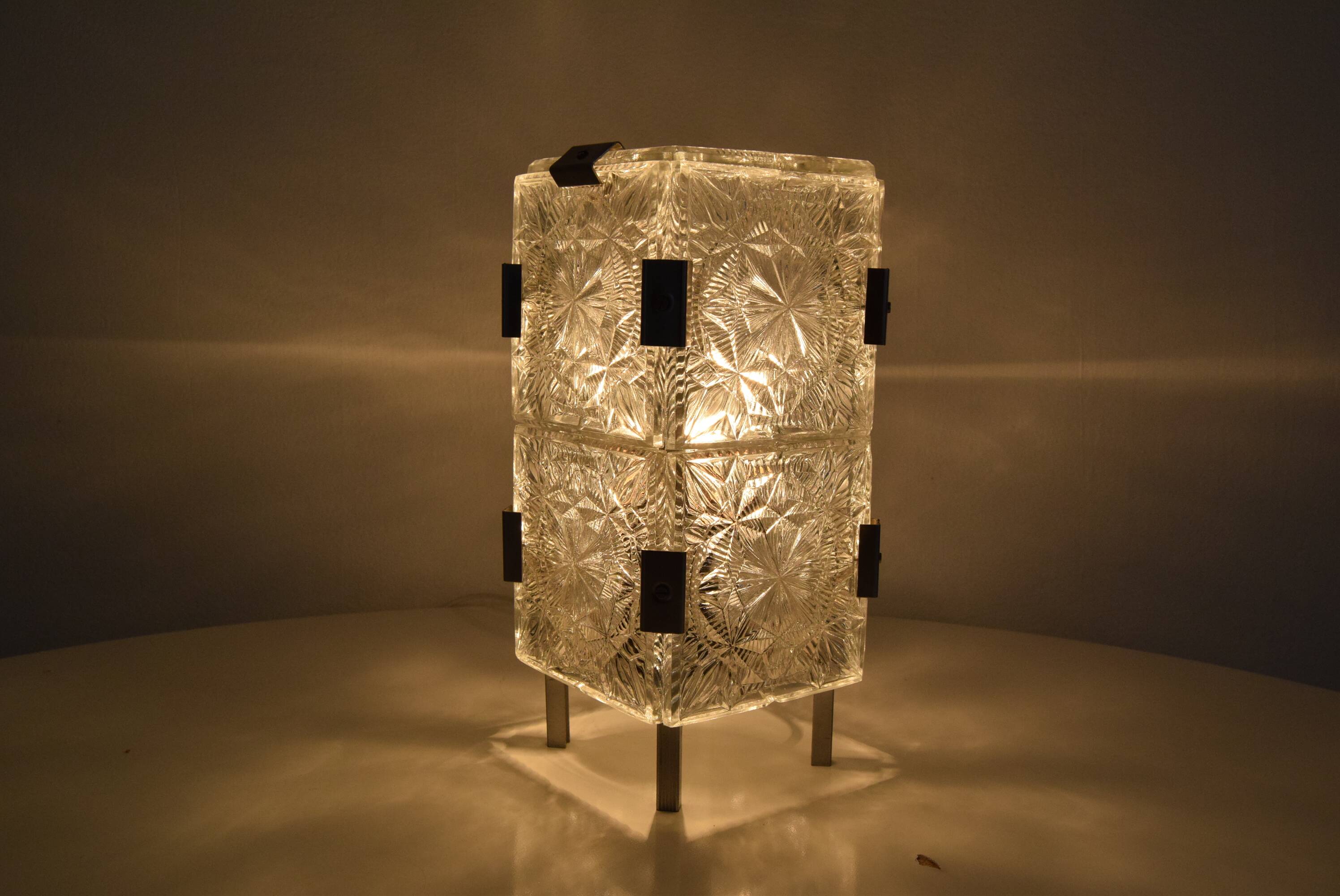 Vintage Glass  Table Lamp by Josef Hejtman for Kamenicky Senov,Czechoslovakia,1960's.