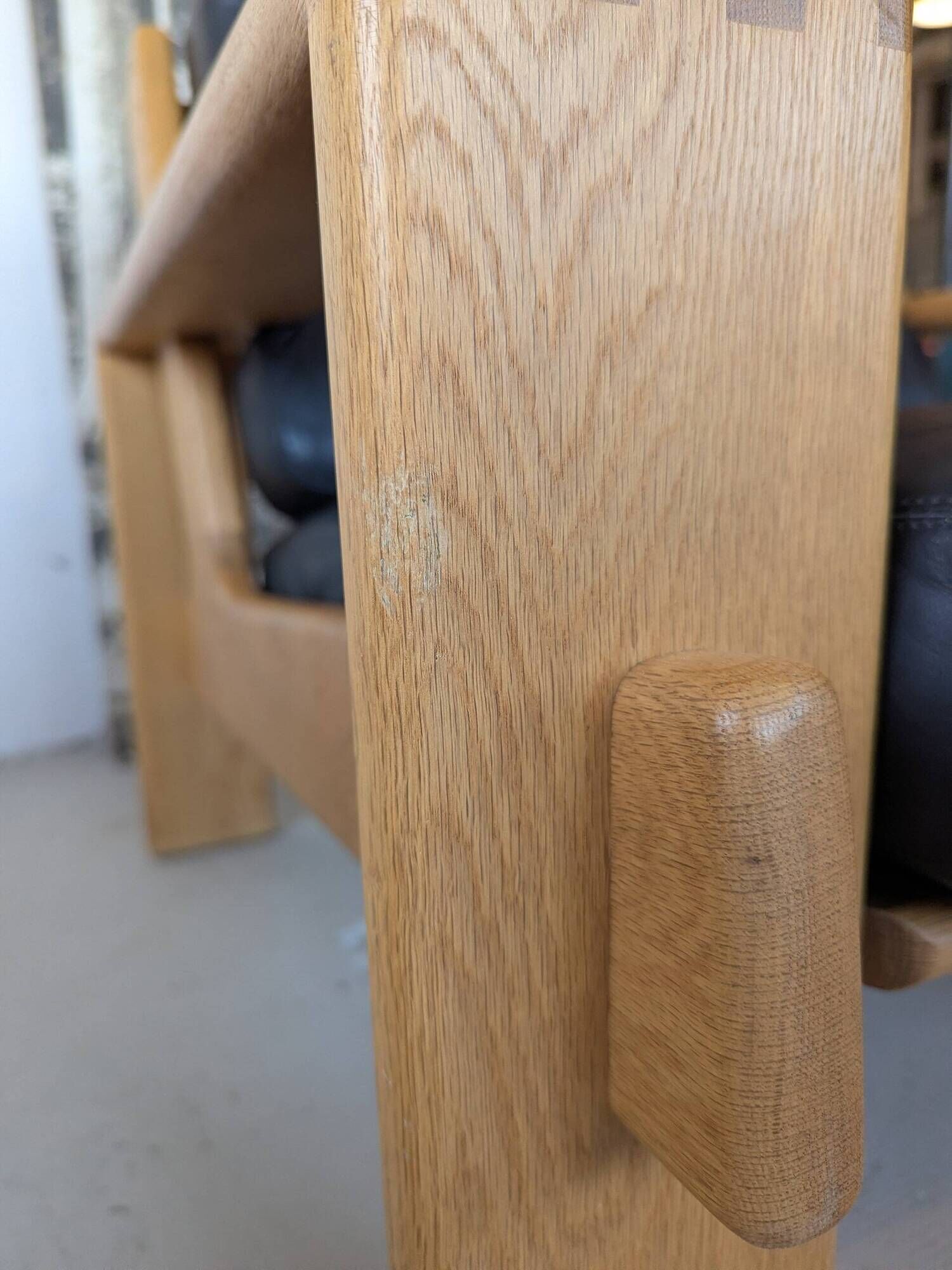 Pair of raw oak and leather armchairs by Esko Pajamies for Asko, Finland.