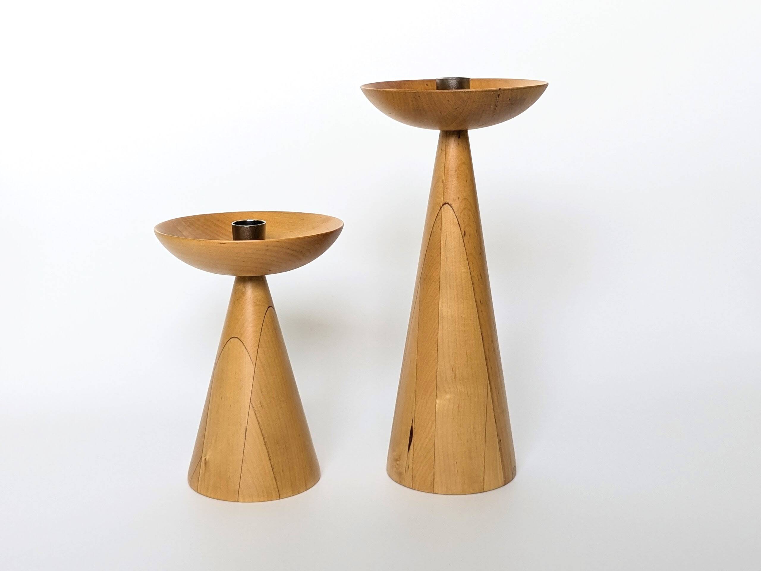 Bougeoirs en bois tourné IKEA vintage | Paire