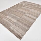 6x10 Brown and Beige Living Room Kilim Rug, 199x306Cm