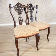 Chaises en frêne Louis XV antiques avec dossiers ajourés, ensemble de 4