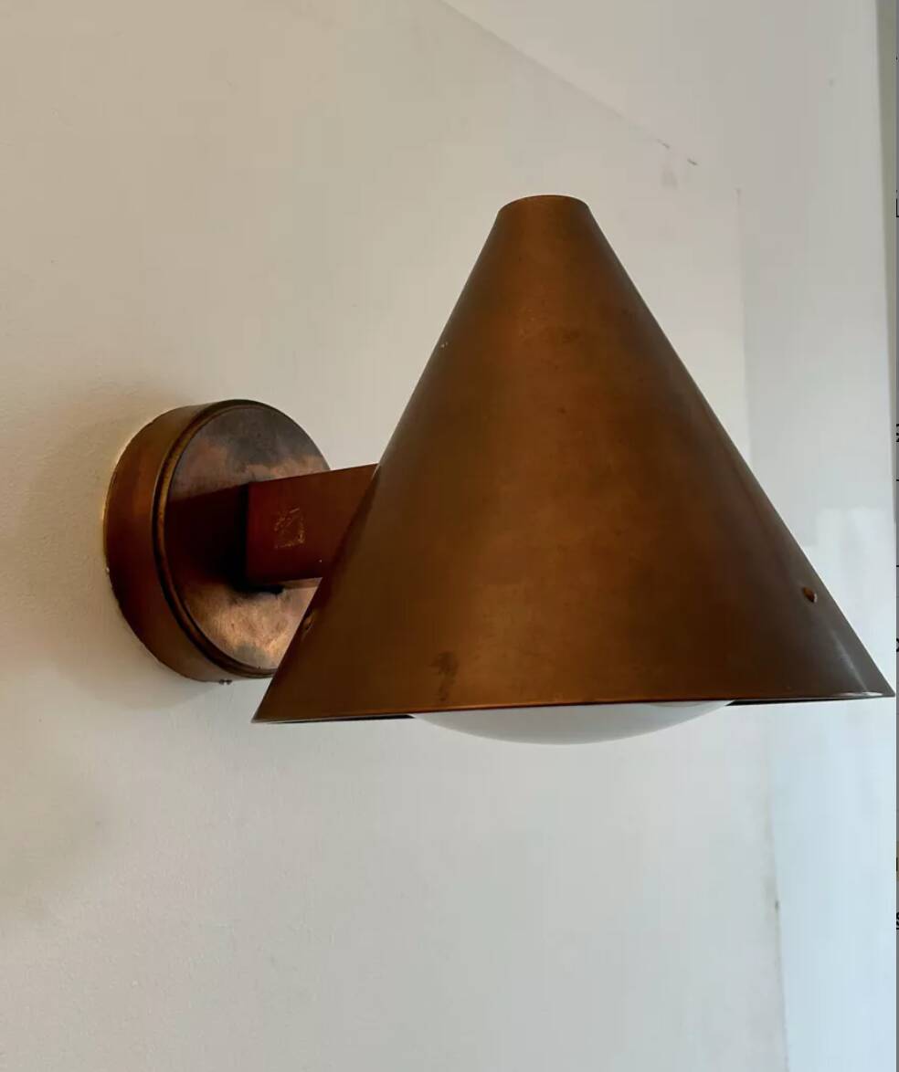 Vintage copper and opaline wall light, BEGA 1960