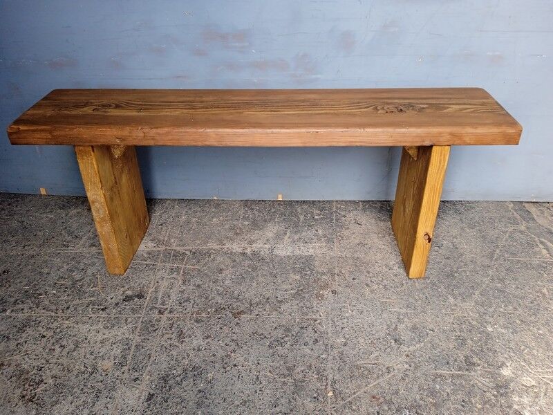 Old patinated solid wood bench 120cm