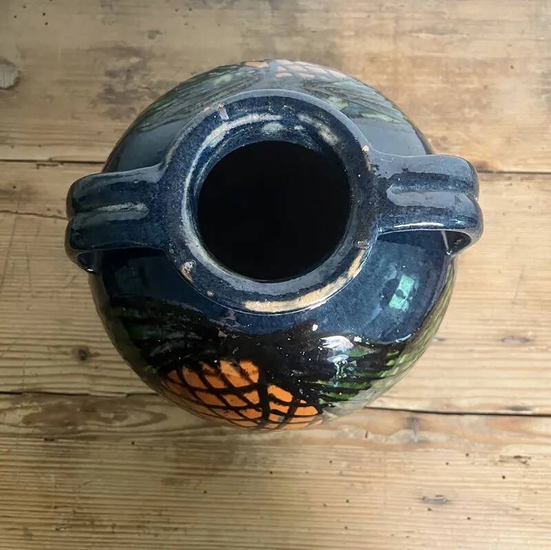 Glazed terracotta round vase