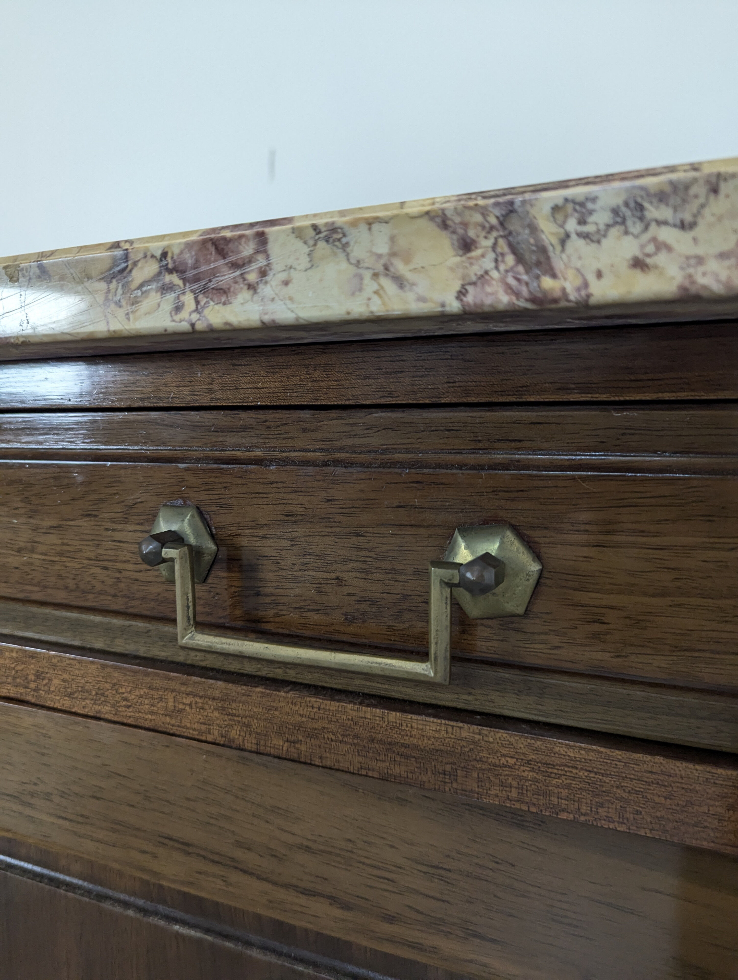 Mahogany and breccia marble sideboard