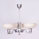 Bauhaus Chandelier in Chrome-Plated Steel and Opaline Glass, Czech, 1930s