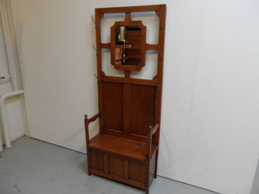 Antique oak entrance bench