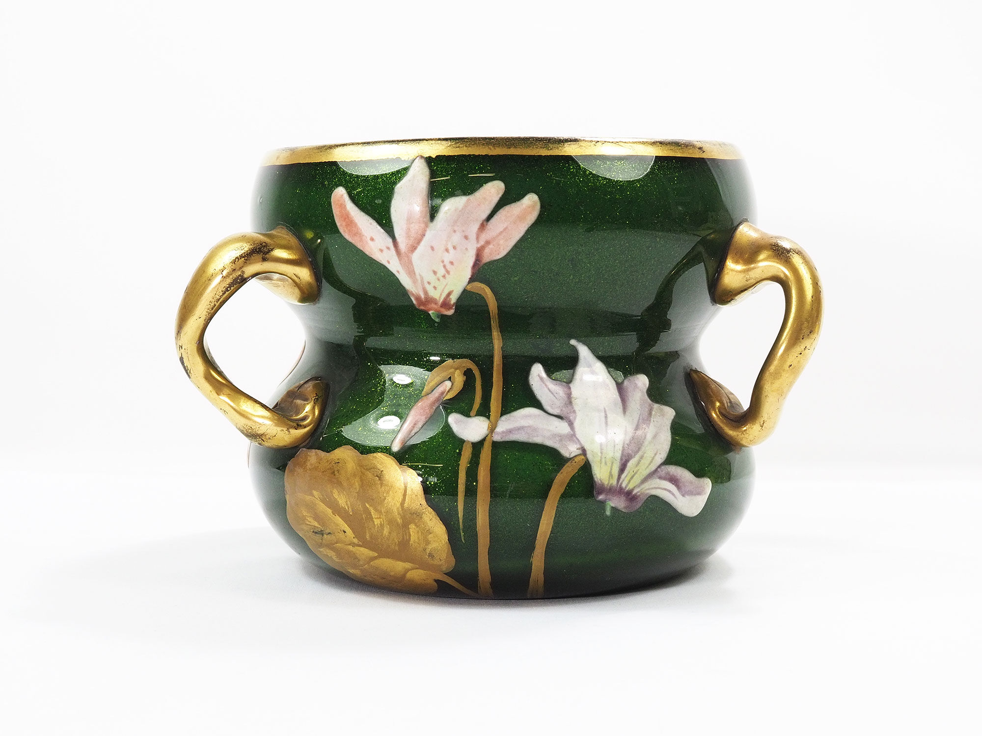 Art Nouveau Vase in Enamelled Aventurine Glass -Around 1900