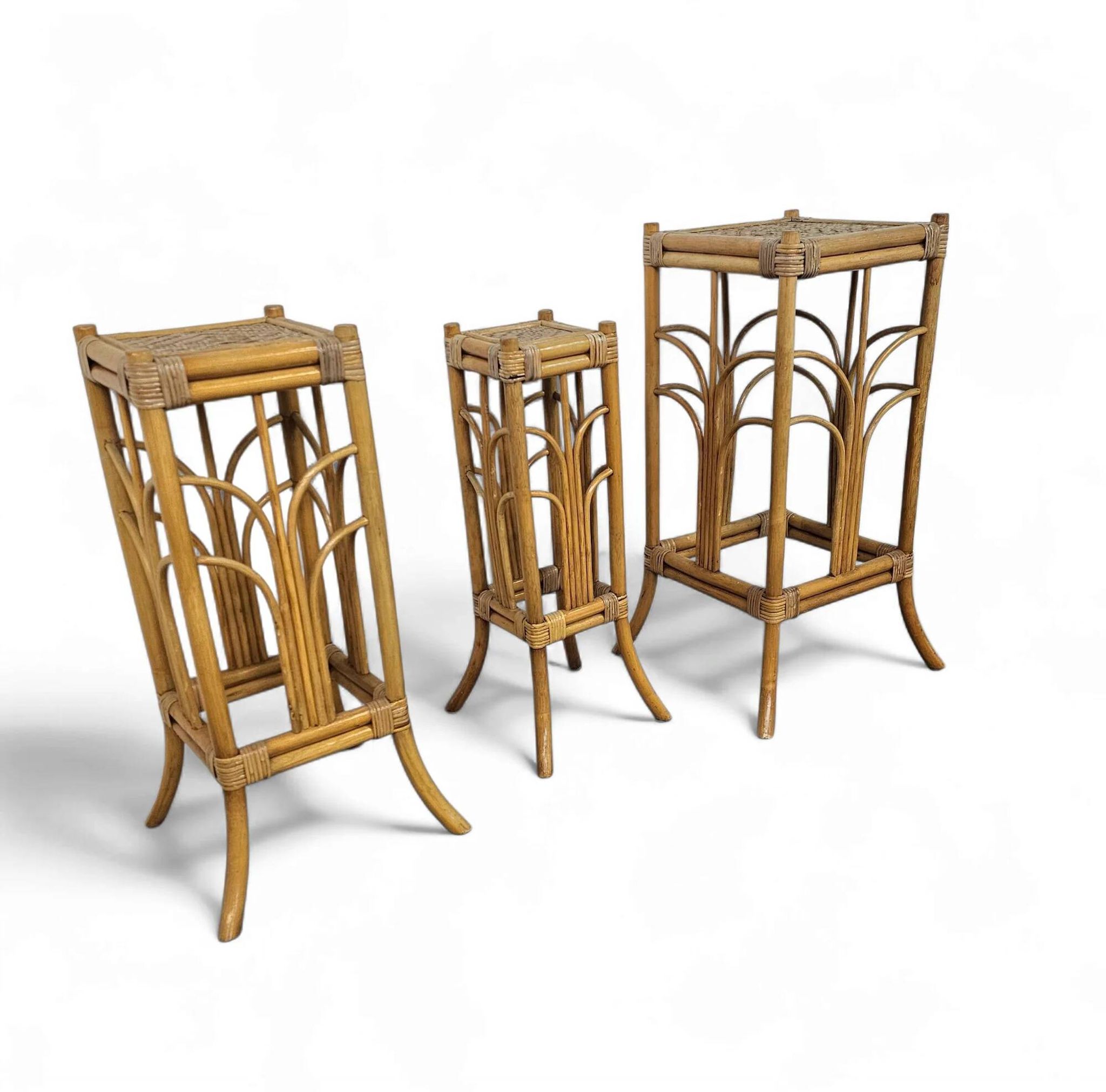 Nesting set bamboo plant stands 1970s