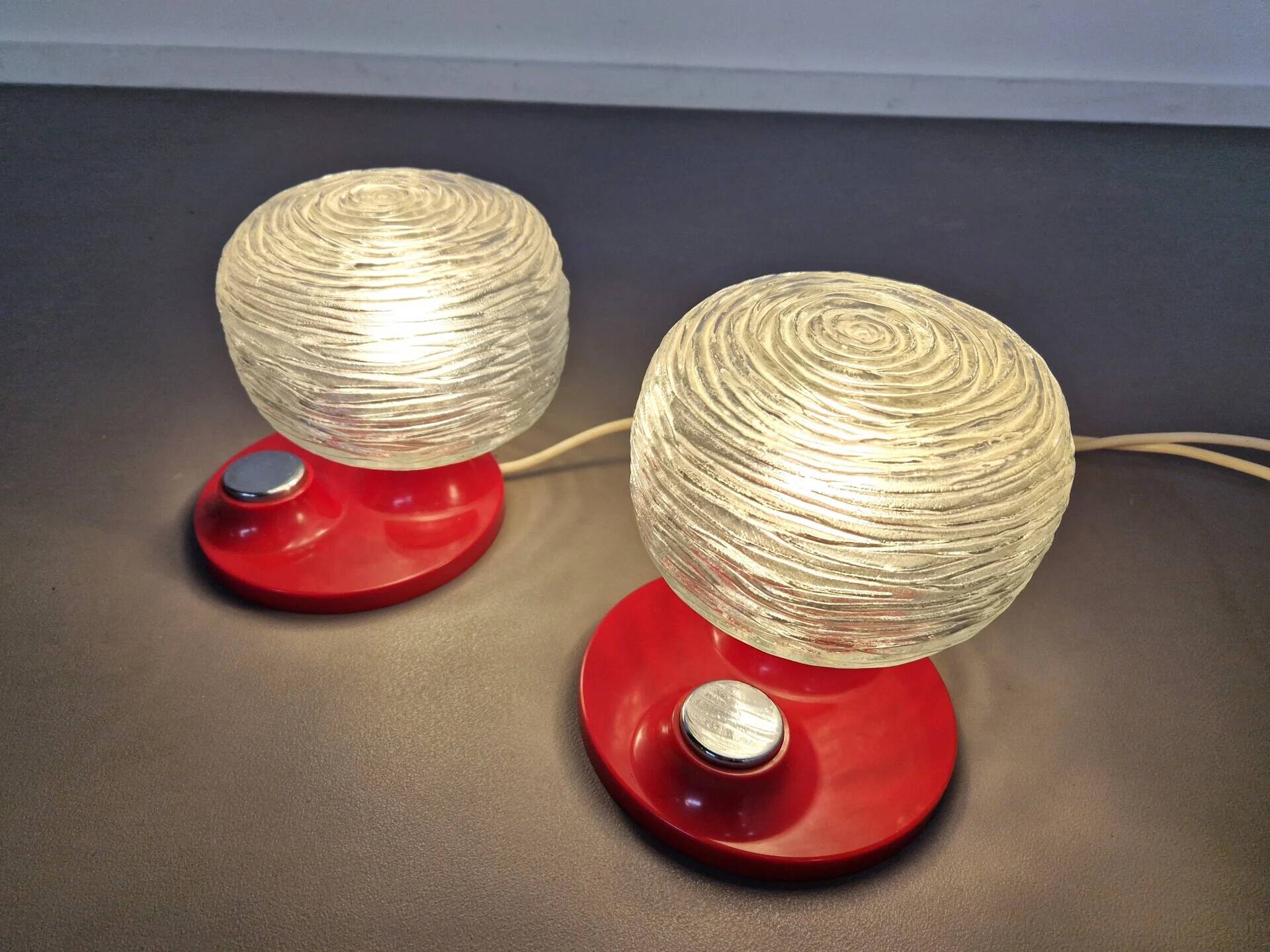 Pair of Hillebrand Space Age bedside lights, 1970s