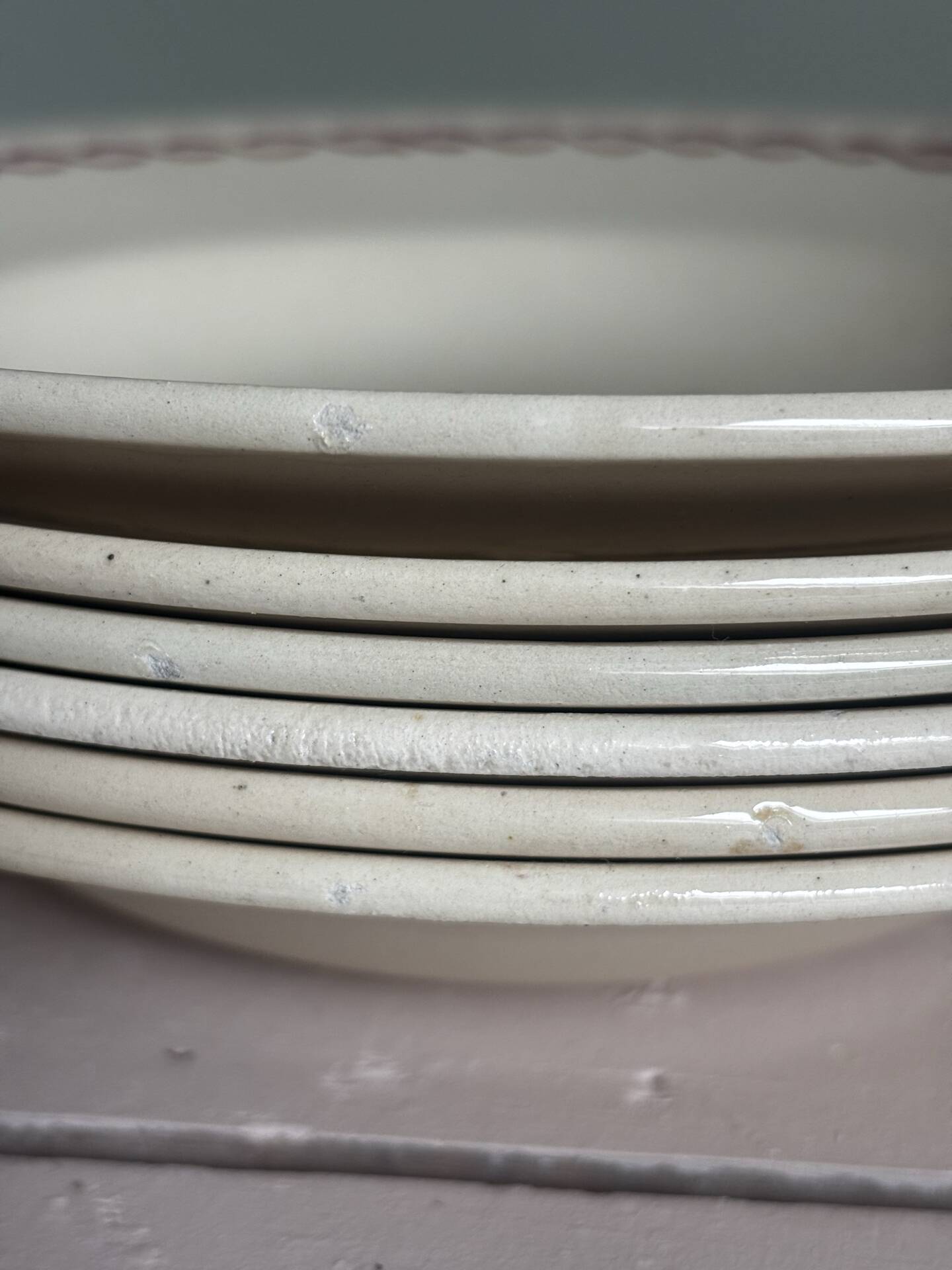Set of 6 antique deep plates Badonviller Germaine