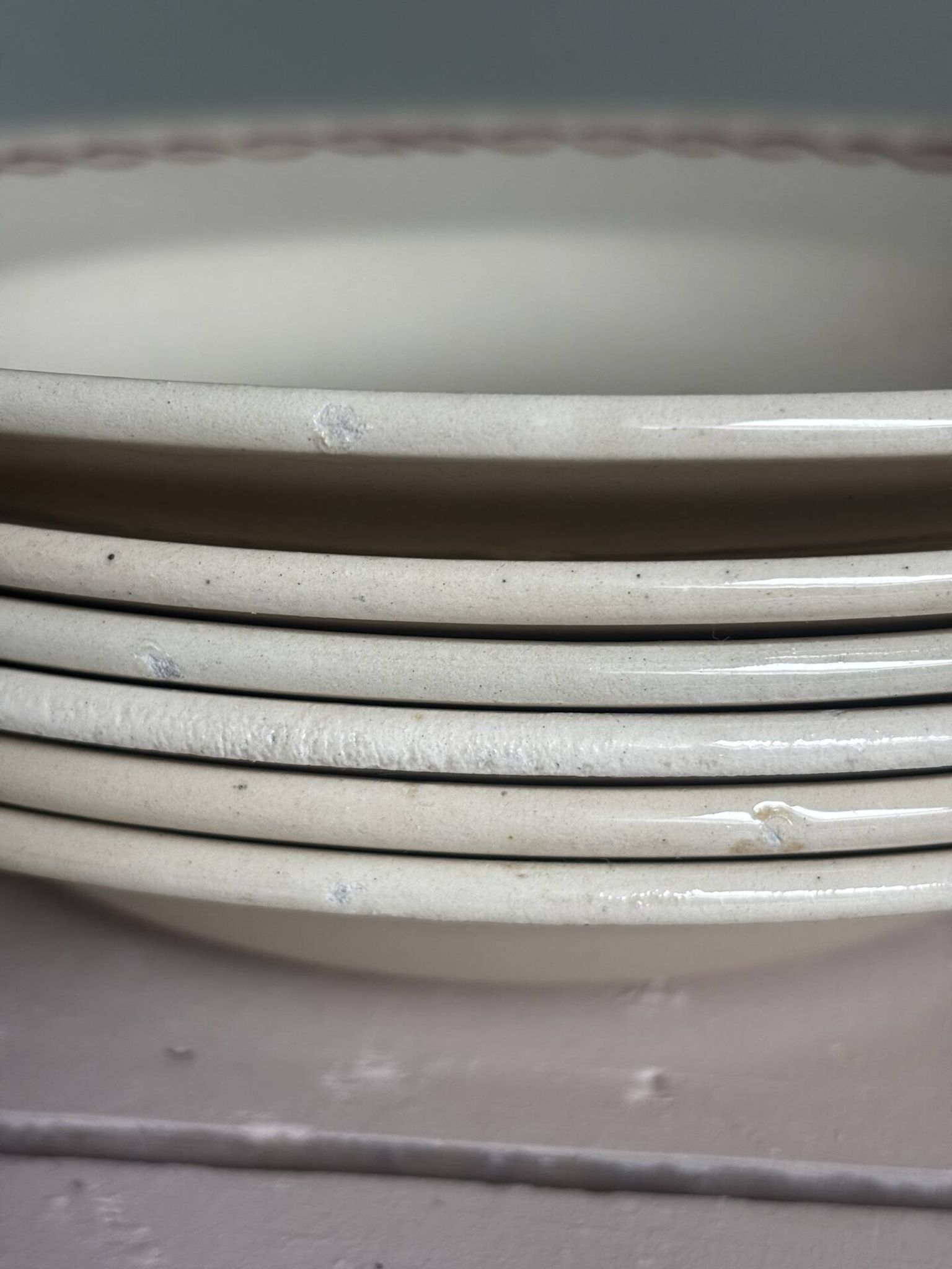 Set of 6 antique deep plates Badonviller Germaine