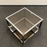 Italian Side Tables - Mid-Century Chrome/Smoked Glass, 1970s