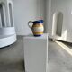 Large blue and yellow hand painted carafe H:20cm