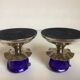 Pair of cobalt blue tulip-base candlesticks