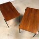 Minimalist walnut & steel stacking side tables, 1960s, Set of 2
